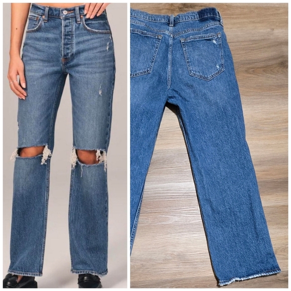 Abercrombie & Fitch Denim - Abercrombie & Fitch The 90's Baggy Low Rise Busted Knee Women's Jeans Size 28